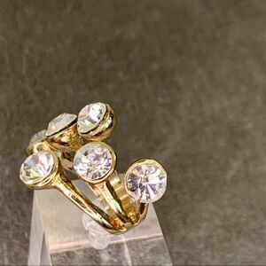 BLUE Ruby beautiful unique gold tone ring Sz 6